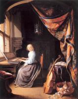 Dou, Gerrit - A Woman Playing A Clavichord